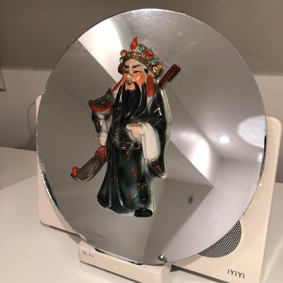 Vintage Set of 6 Asian Fighter Mirror Wall Plates - Picture 1 of 3